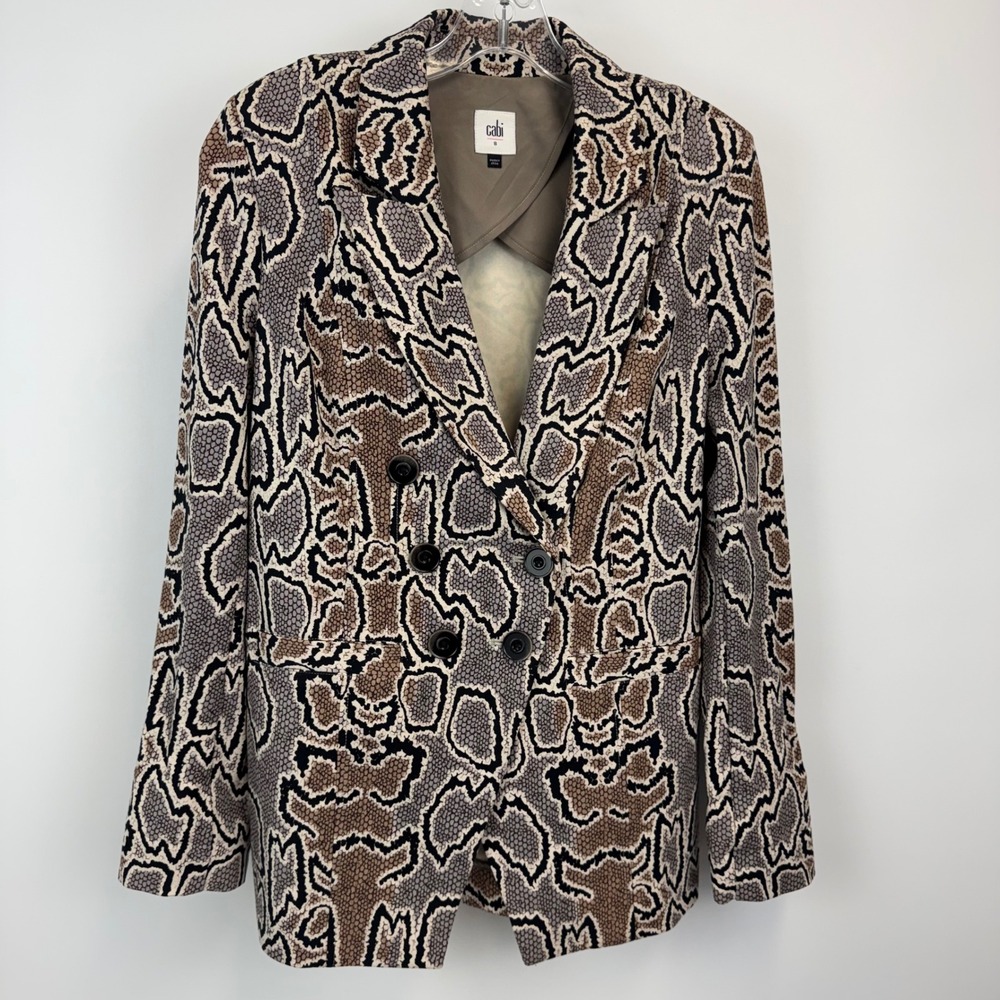 Cabi 3733 Snakeskin Blazer‎ Womens 8 Double Breasted Animal Print Neutral Jacket